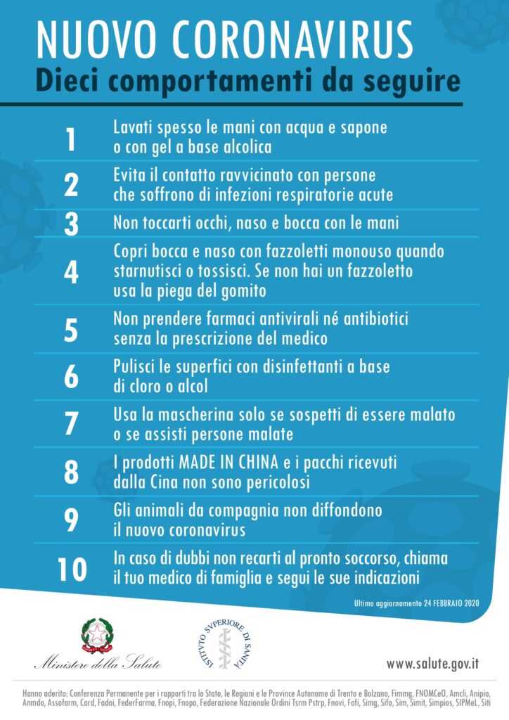 DPCM 1° marzo 2020 &#8211; Ulteriori disposizioni attuative del decreto Legge 23 febbraio 2020, n. 6